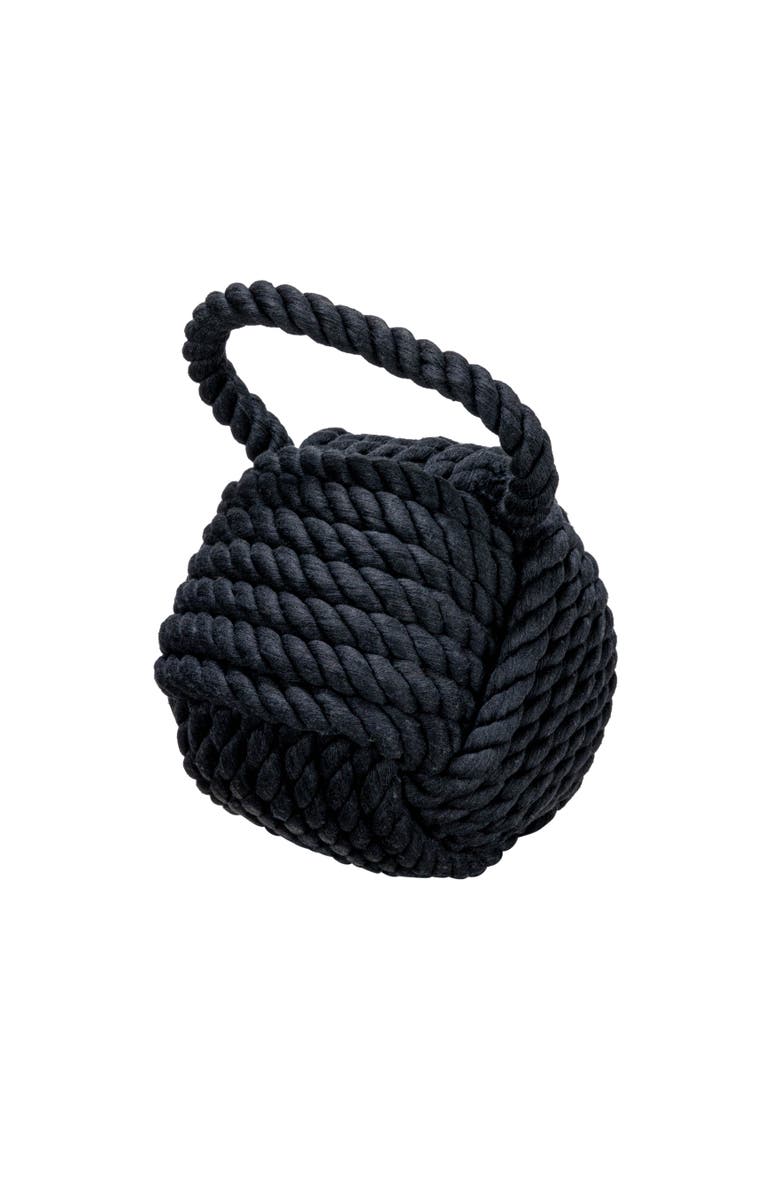 Storied Home Nautical Rope Knot Decorative Door Stop, Main, color, Black