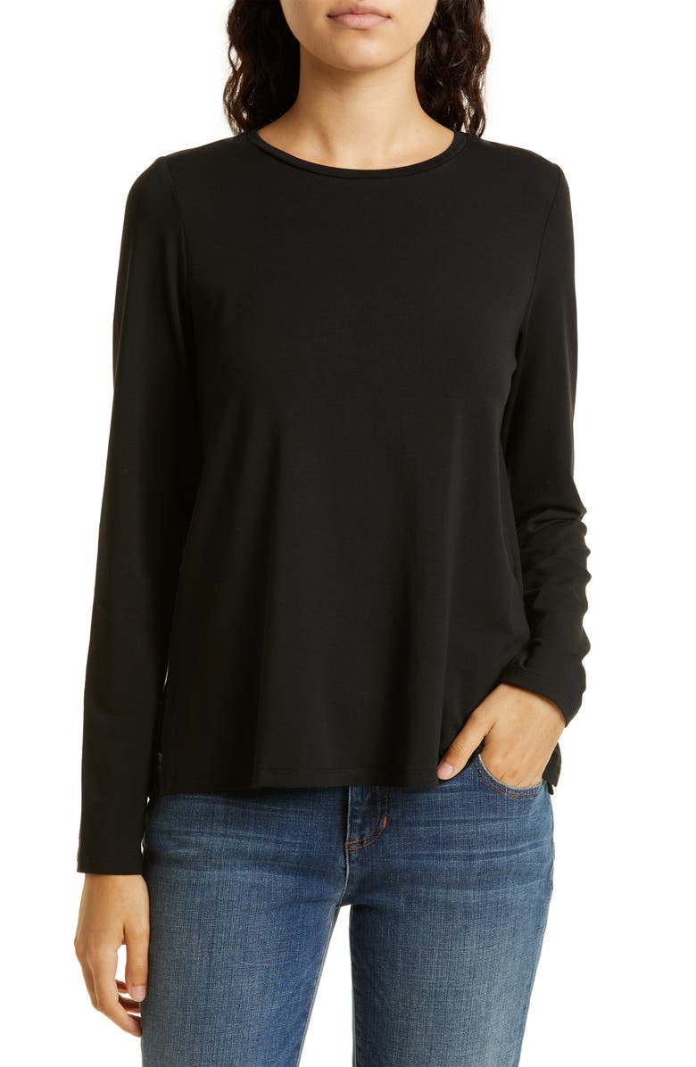Eileen Fisher Long Sleeve Crewneck Top, Main, color,