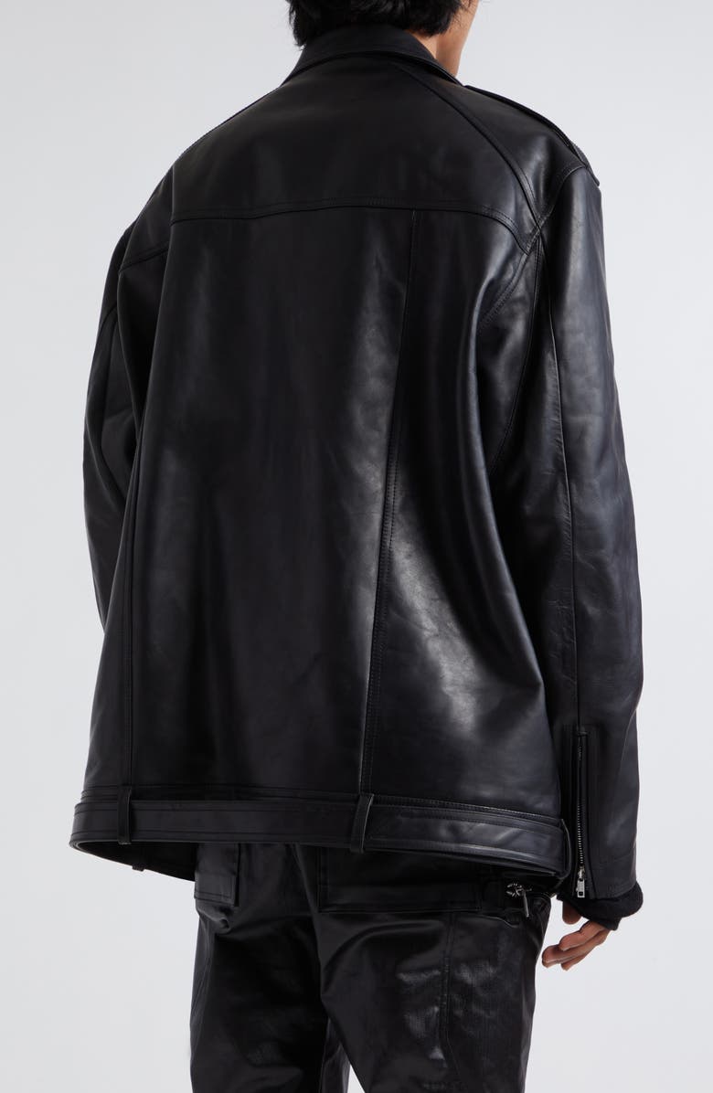 Rick Owens Luke Stooges Oversize Leather Moto Jacket, Alternate, color, 