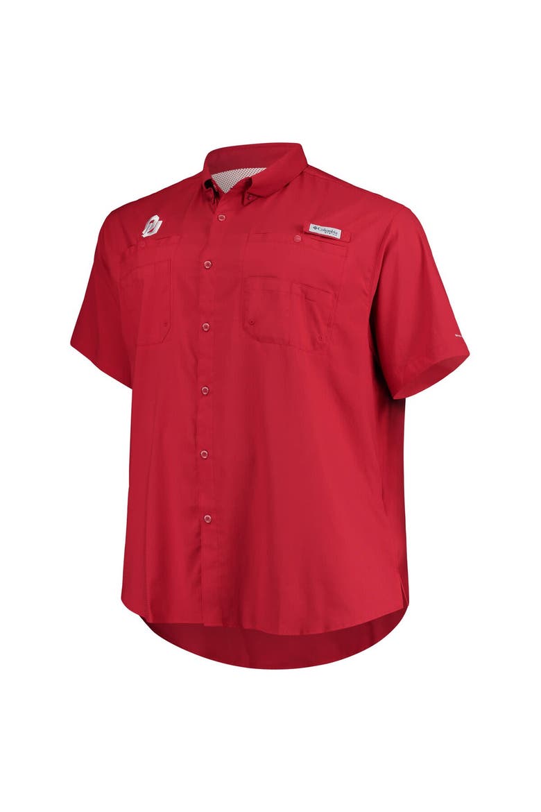 Men's Columbia Crimson Oklahoma Sooners Big & Tall Tamiami Omni-Shade Button-Down Shirt, Alternate, color, Crimson