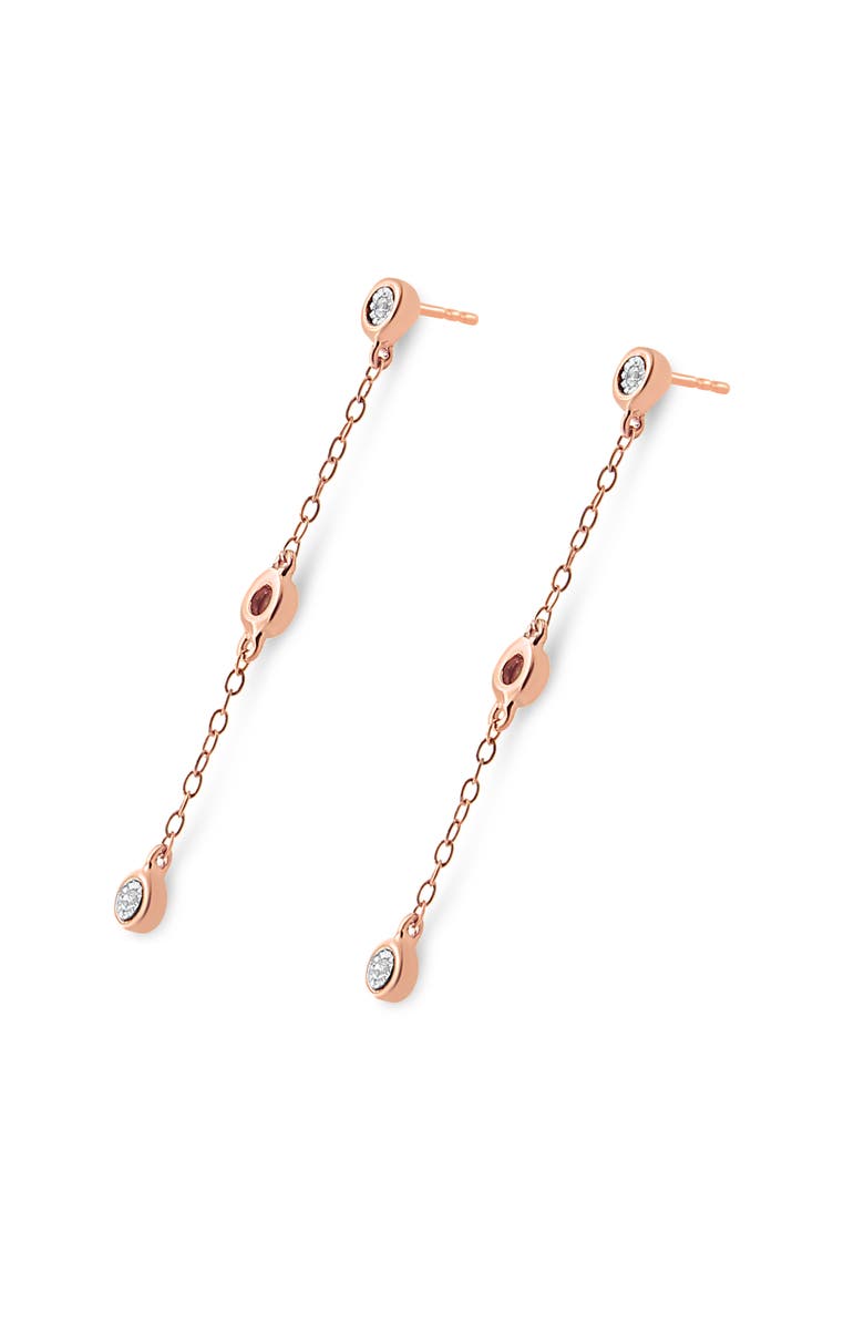 Haus of Brilliance 10K Rose Gold Plated Silver 1/15 Ct Diamond Dangle Earring, Alternate, color, Pink