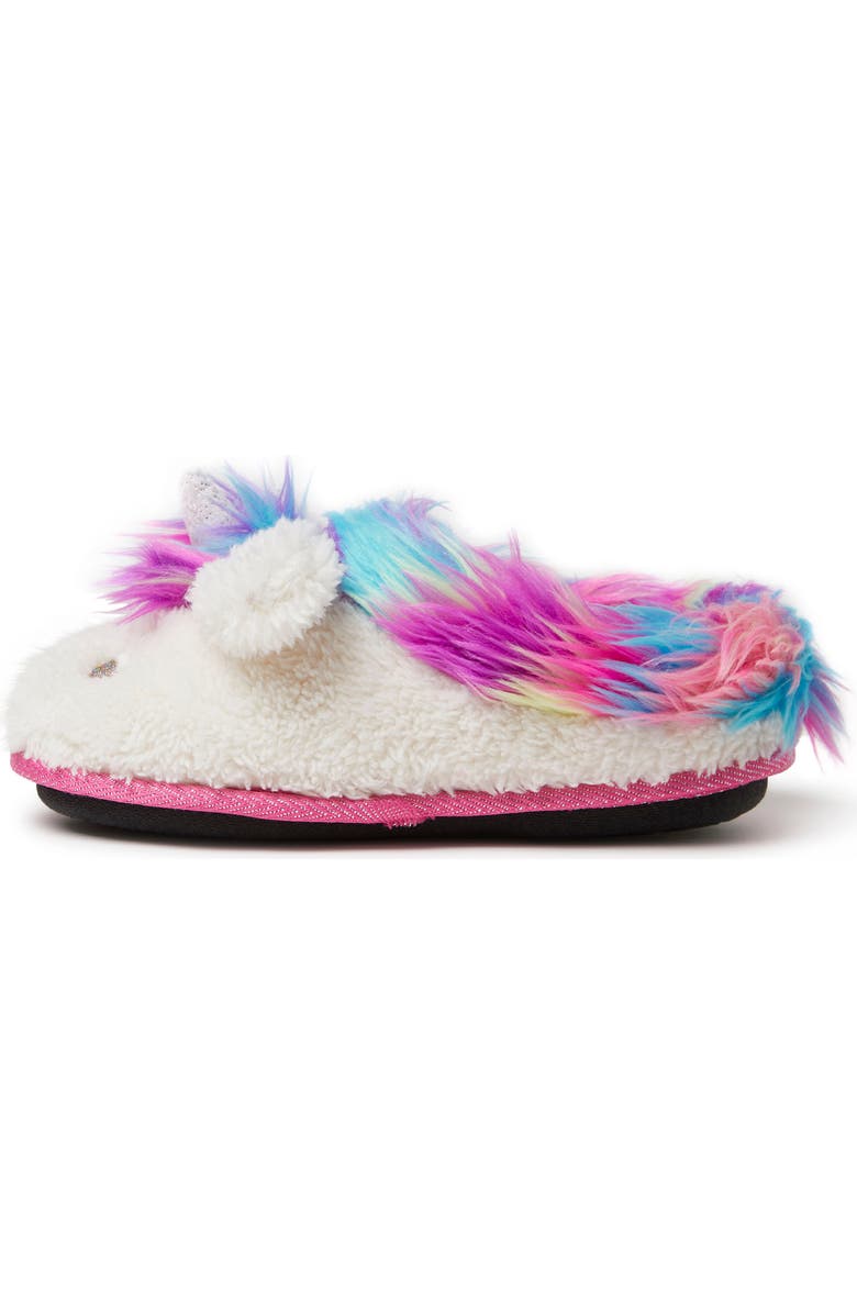 DEARFOAMS Kids' Peyton Novelty Unicorn Fuzzy Slipper, Alternate, color, Paradise Pink