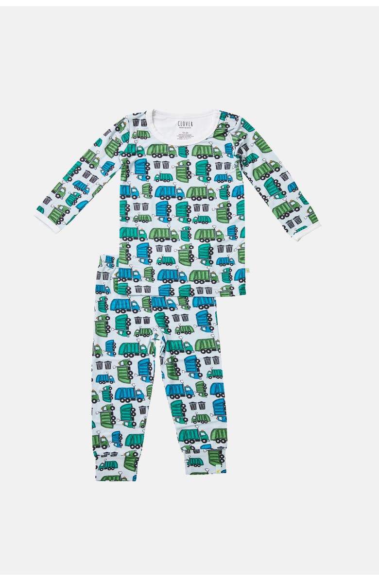 Clover Baby & Kids Long Sleeve Pajama Set - Garbage Trucks, Alternate, color, Garbage Trucks