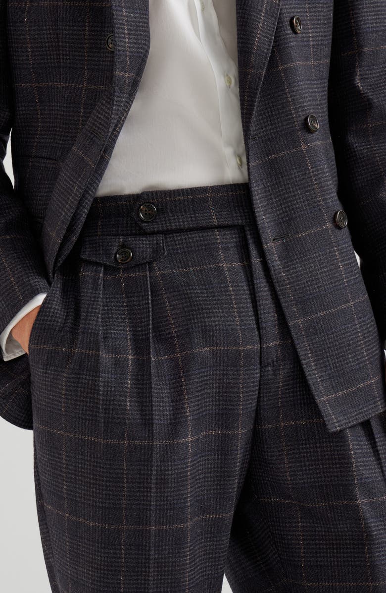 Brunello Cucinelli Prince of Wales trousers, Alternate, color, Anthracite