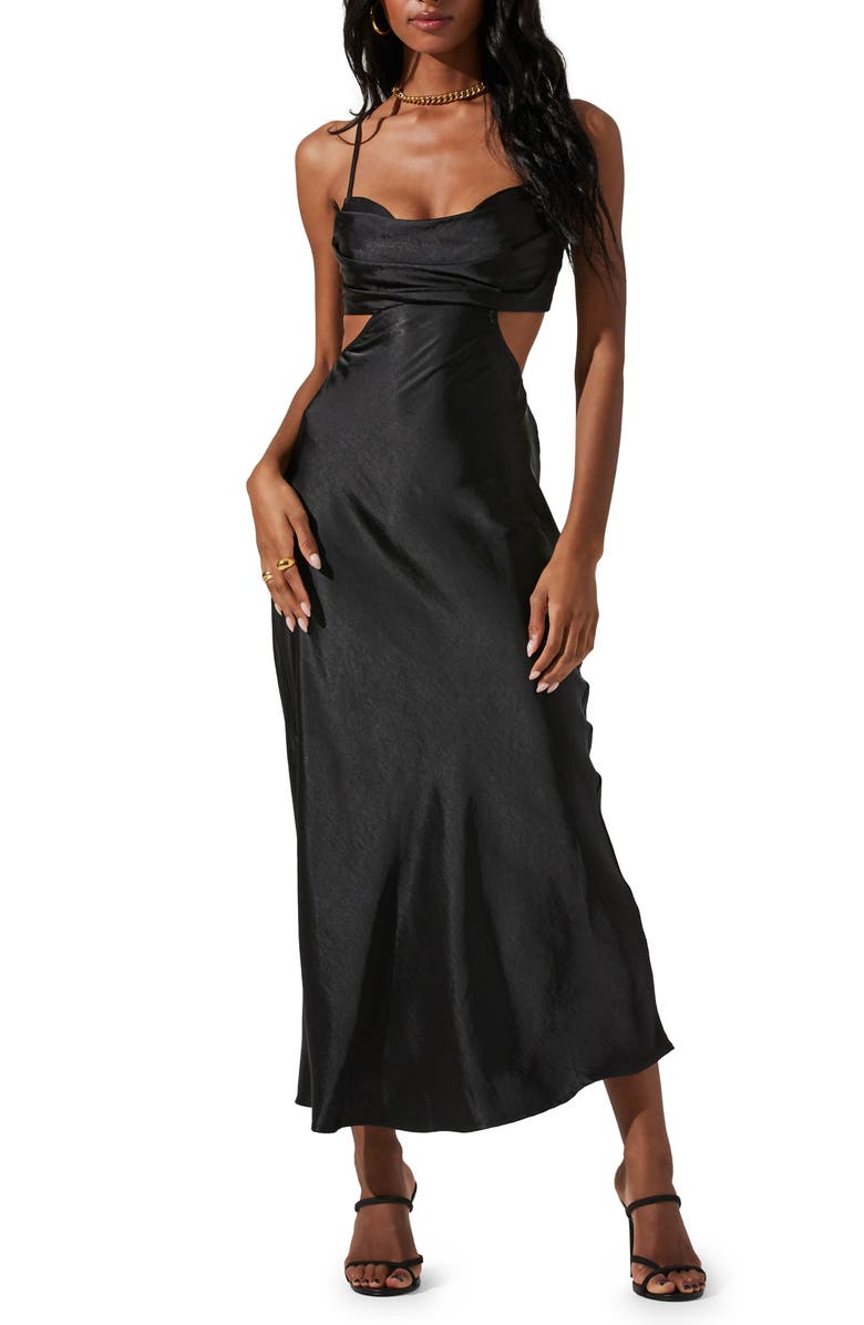 ASTR the Label Colette Cutout Satin Slipdress, Main, color, 