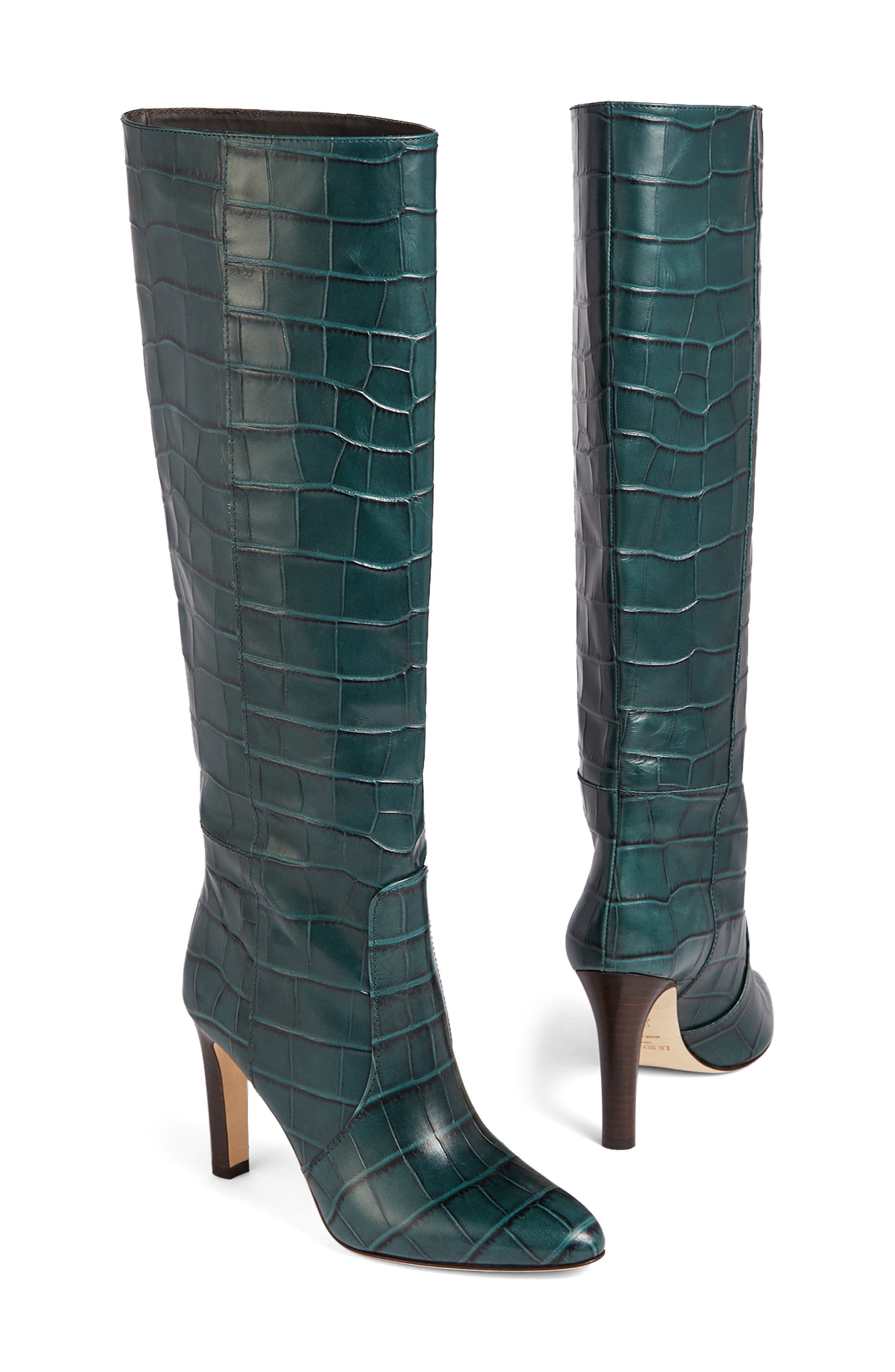 LK Bennett Margret Croc Embossed Knee High Boot, Alternate, color, 
