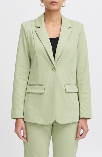 ICHI Kate Long Blazer in Tea Green at Nordstrom Rack, Size Small