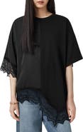 AllSaints Lenny Oversize Lace Trim Cotton T-Shirt