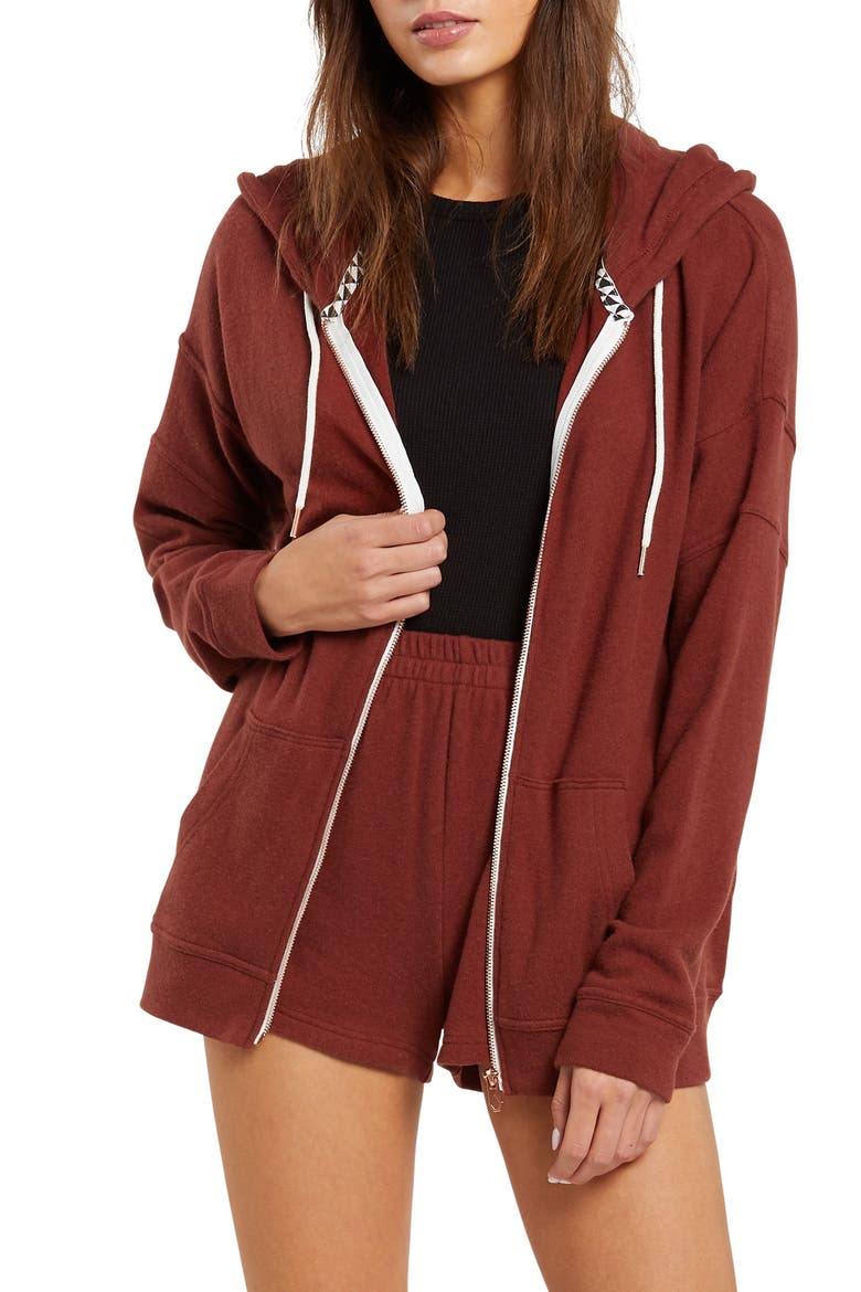Lil Zip Front Fleece Hoodie, Alternate, color, BRK