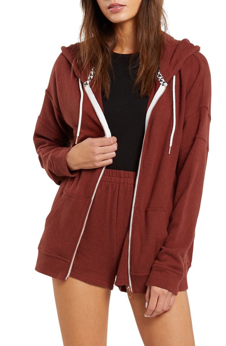 Volcom Lil Zip Front Fleece Hoodie, Alternate, color,