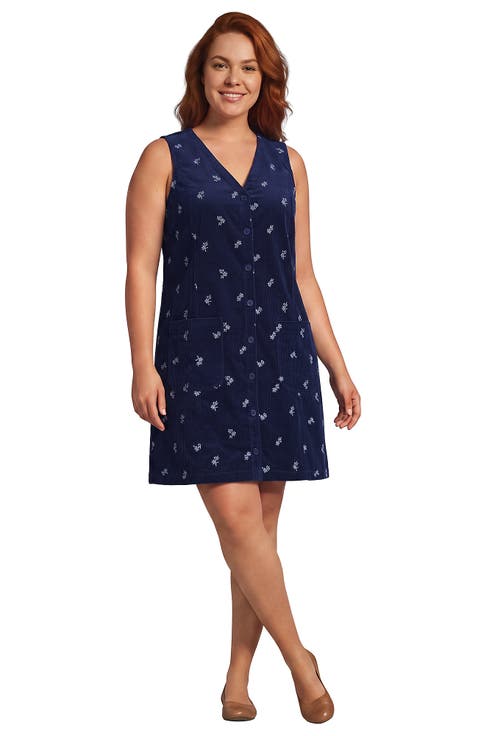 Plus Size Wide Wale Corduroy Shift Dress