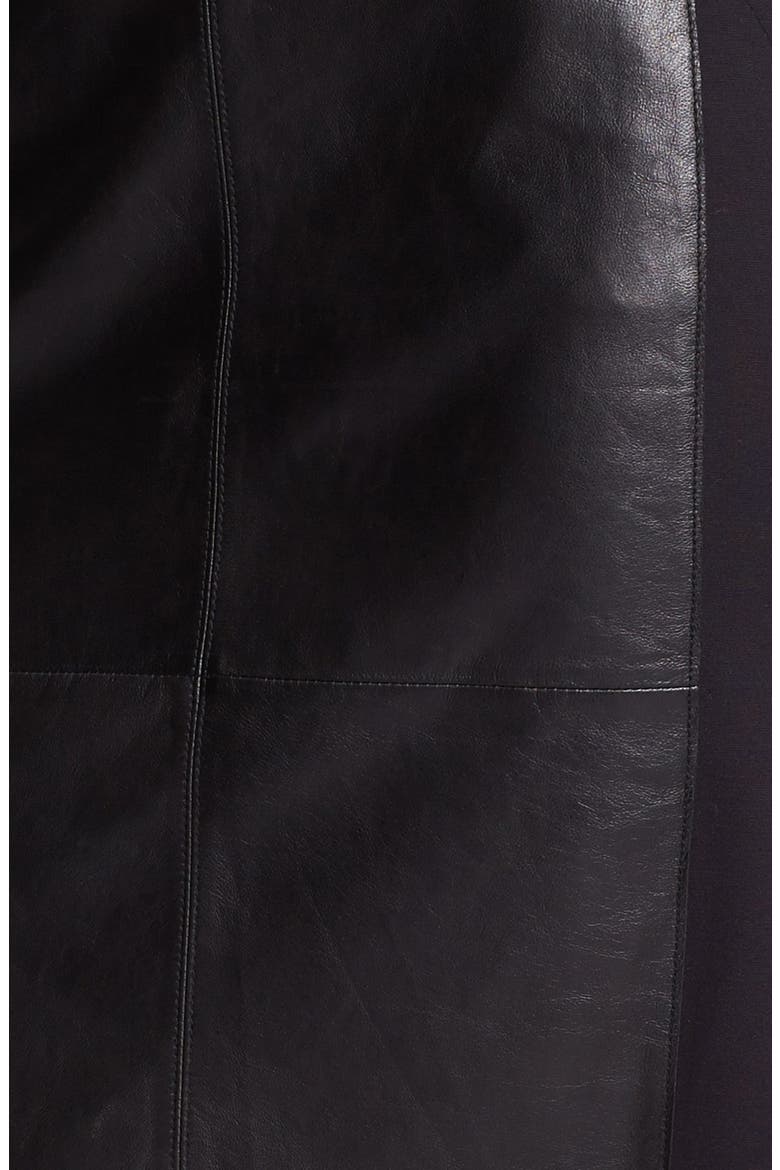 Leather & Ponte Pencil Skirt, Alternate, color, BLACK