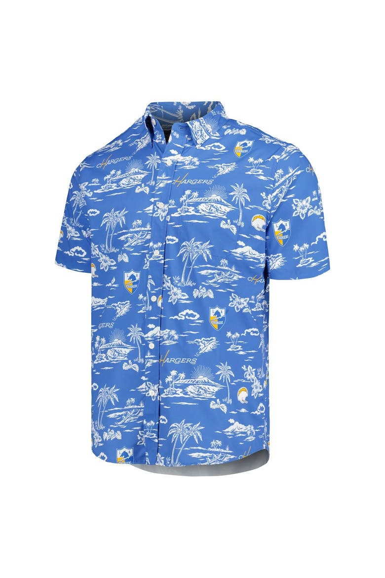 Men's Reyn Spooner Powder Blue Los Angeles Chargers Throwback Kekai Print Button-Up Shirt, Alternate, color, Powder Blue