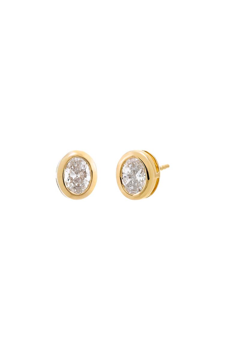 Lab Grown Diamond Oval Bezel Stud Earring 14K, Main, color, 14K Gold - 2 Carat