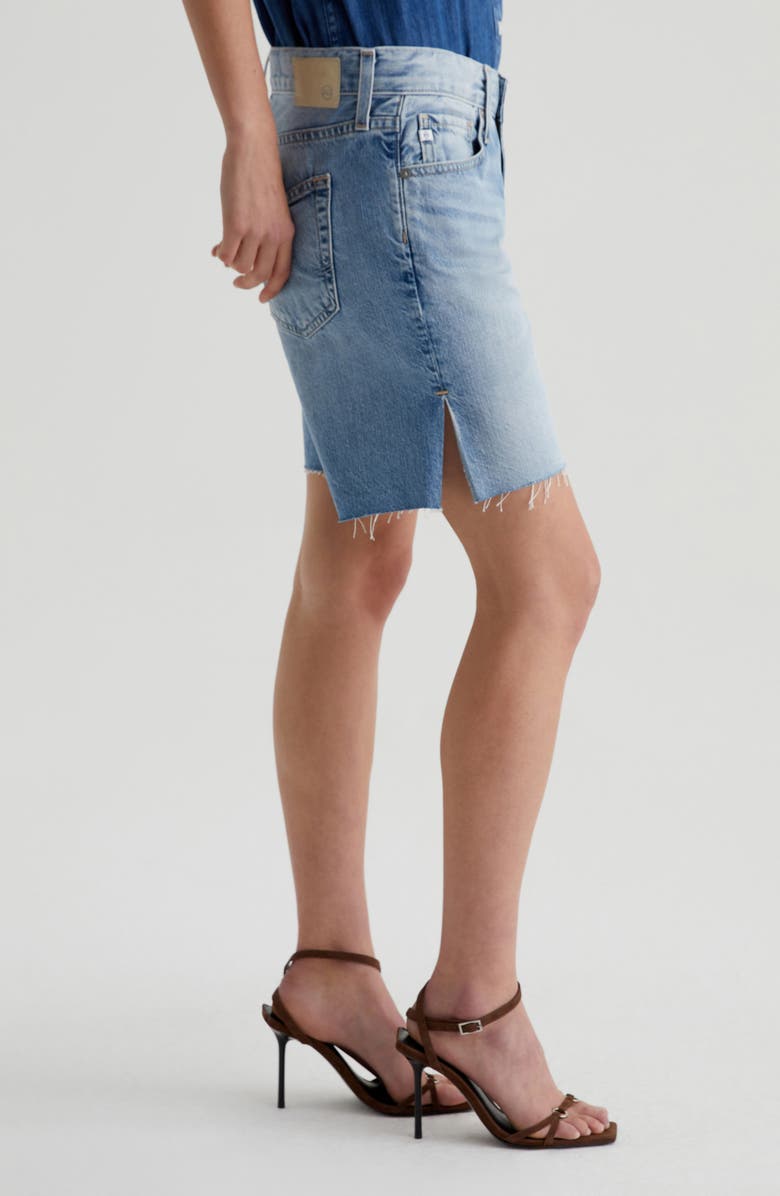 AG Ex-Boyfriend Raw Hem Mid Length Denim Shorts, Alternate, color, Intuition