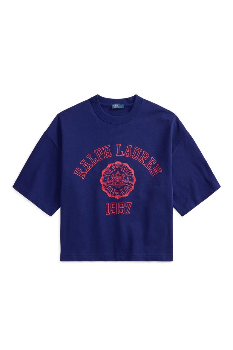 Oversize Cotton Graphic T-Shirt, Alternate, color, FALL ROYAL