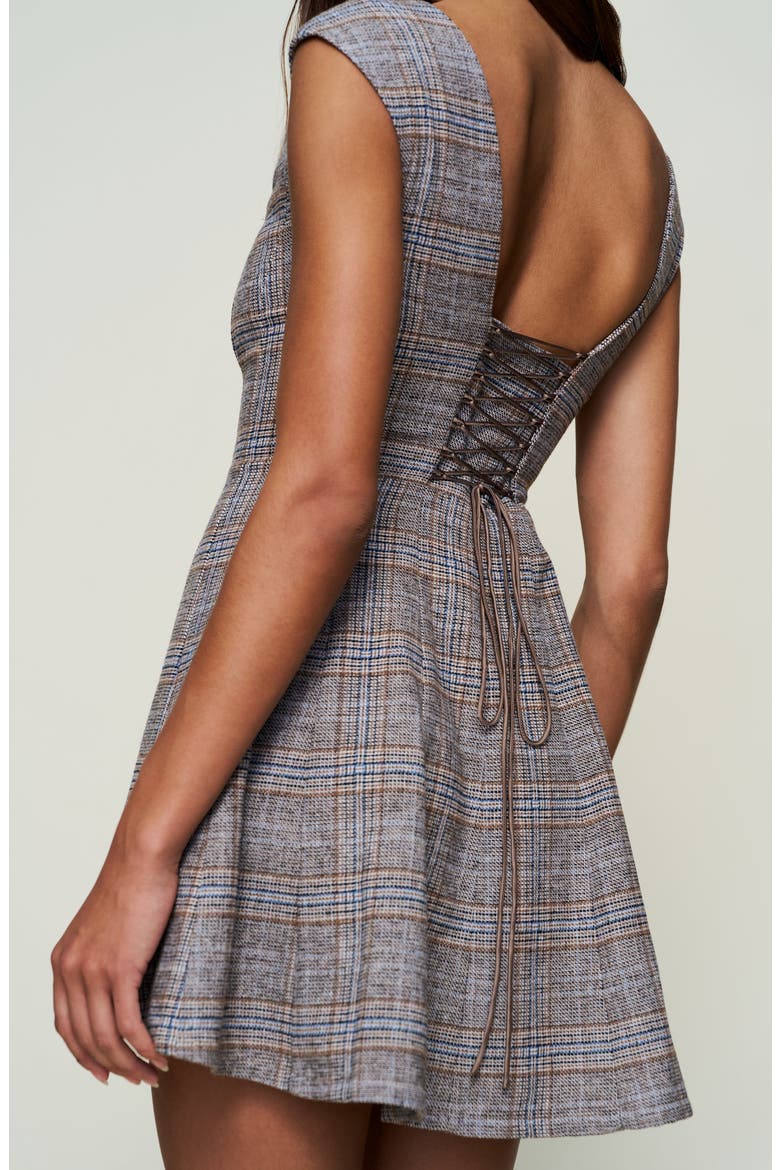 Leila Tartan Mini Dress, Alternate, color, Green Tartan