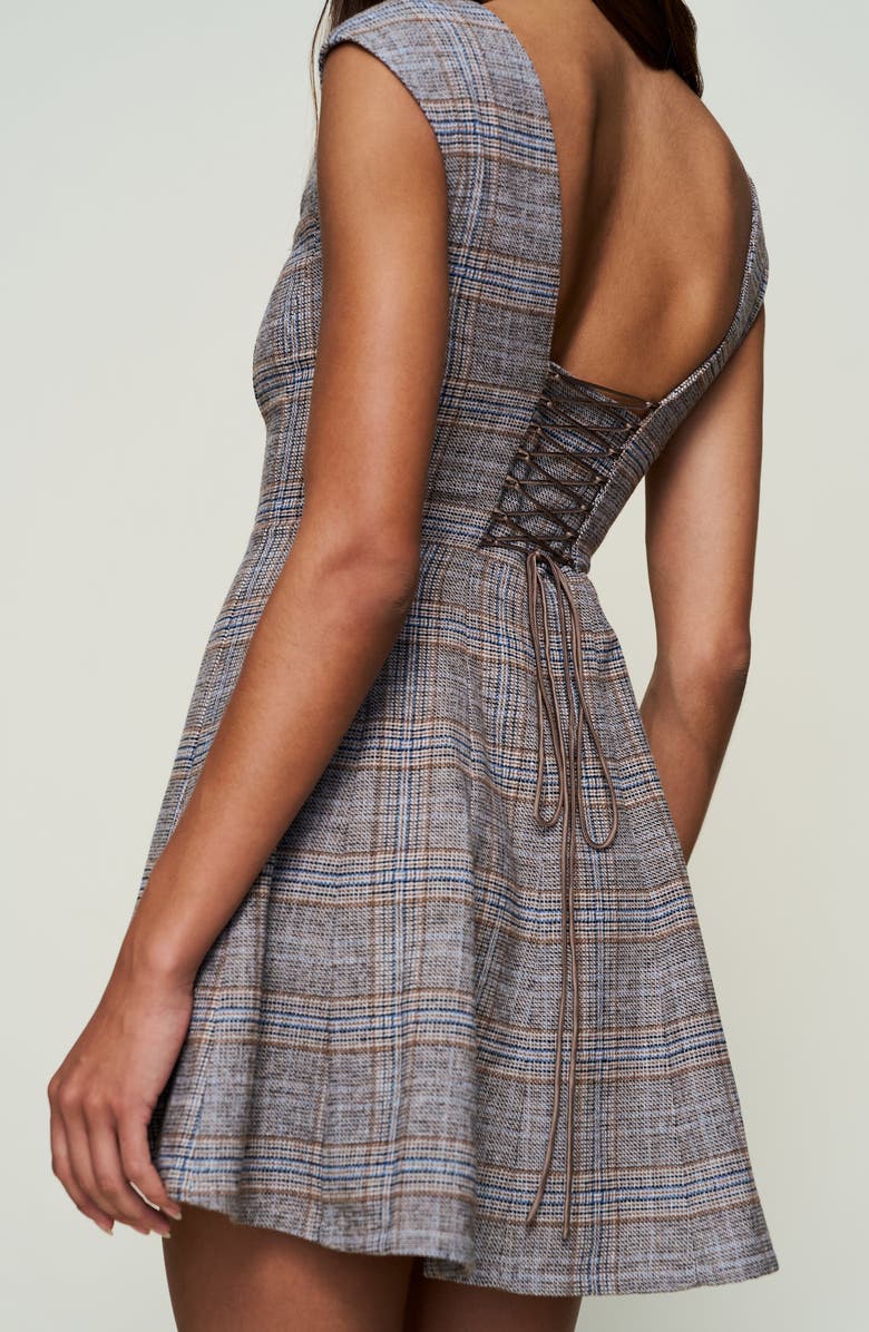 Guizio Leila Tartan Mini Dress, Alternate, color, 