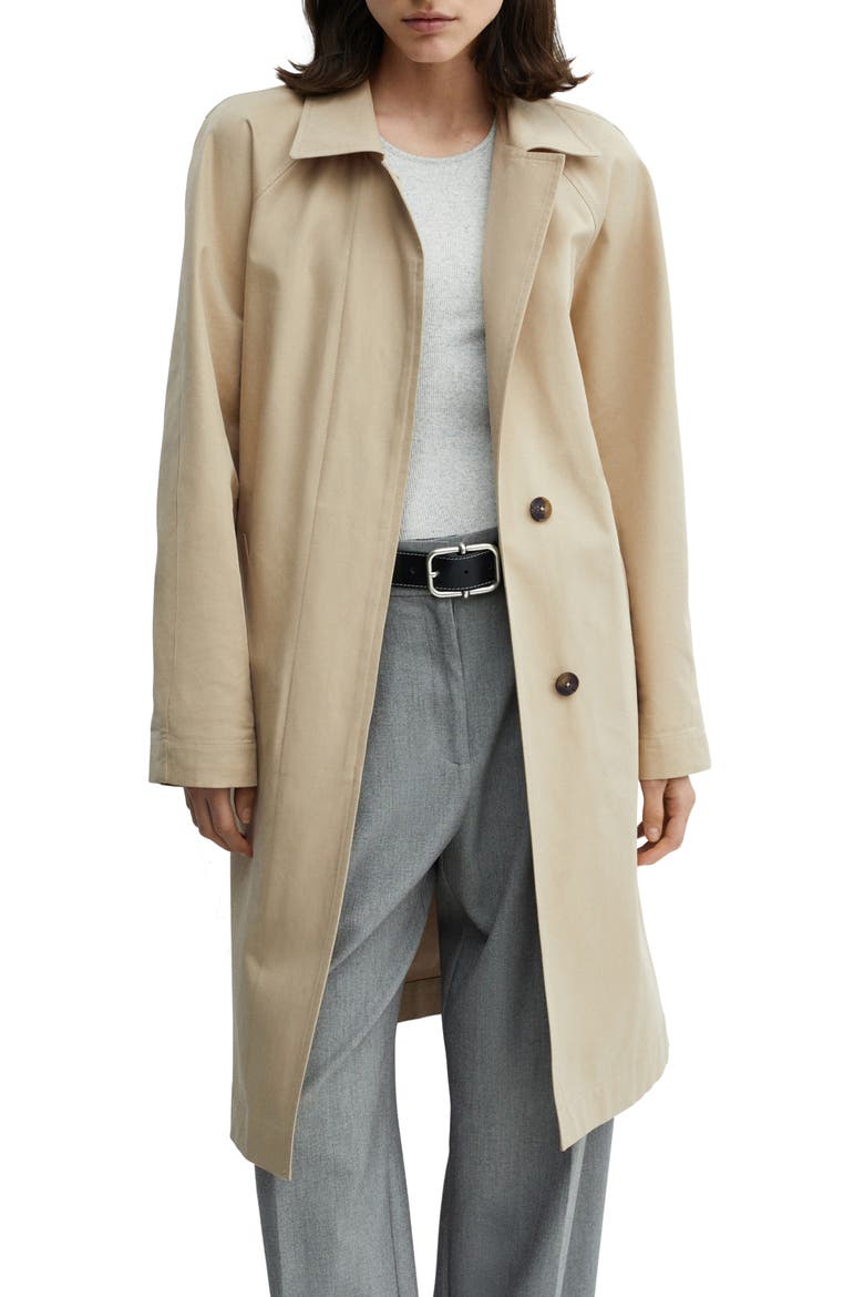 Belted Cotton Trench Coat, Main, color, BEIGE