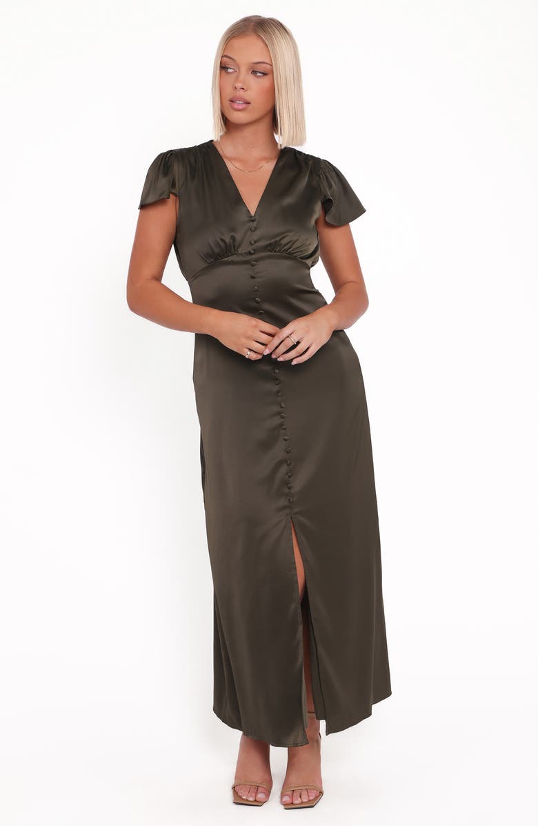 Petal & Pup Dean Satin Dress, Alternate, color, Olive