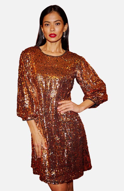 Yumi Balloon Sleeve Sequin Mini Dress In Multi