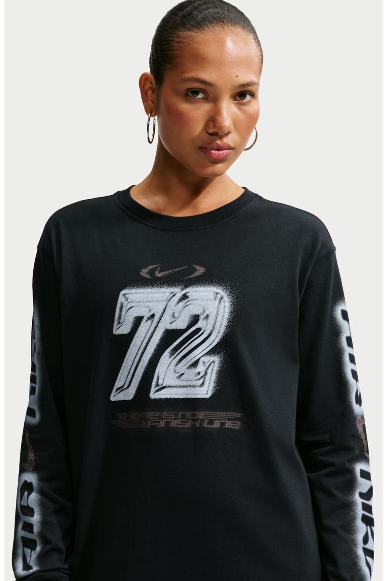 Sportswear Airbrushed Graphic Long Sleeve T-Shirt, Alternate, color, BLACK