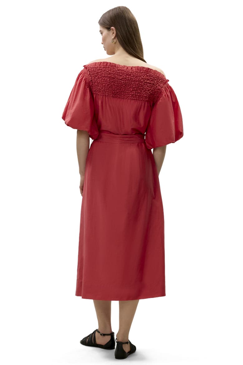 Merrick Silk Cotton Midi Dress, Alternate, color, Scarlet
