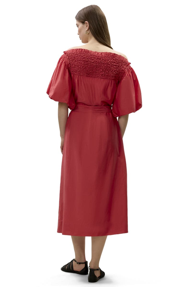 Rebecca Taylor Merrick Silk Cotton Midi Dress, Alternate, color, Scarlet