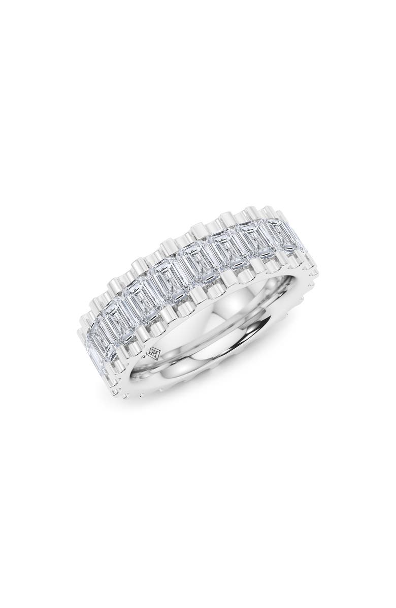 HauteCarat Emerald Lab Grown Diamond Channel Ring, Alternate, color, 18K White Gold