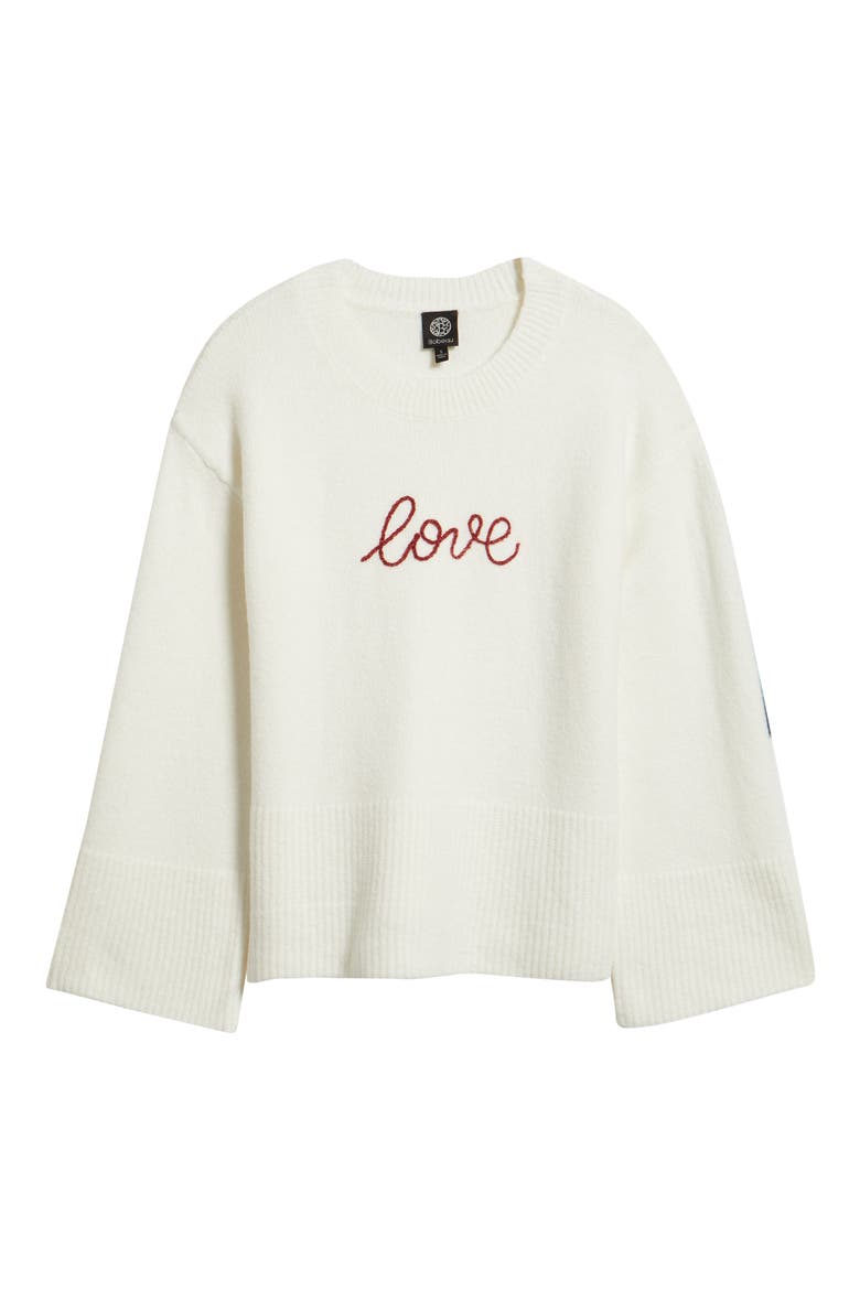 Love Embroidery Sweater, Alternate, color, IVORY/ RED