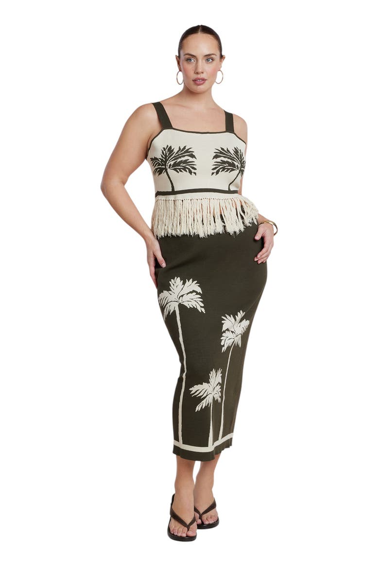 Intarsia Column Skirt, Alternate, color, TRIO PALM OLIVE