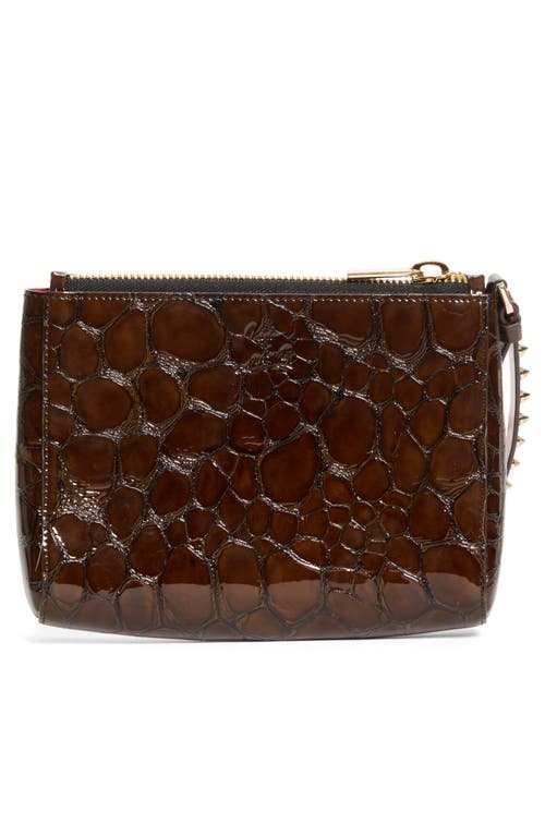 Christian Louboutin Mini Cabata Soft Croc Embossed Patent Leather Wristlet In Multi