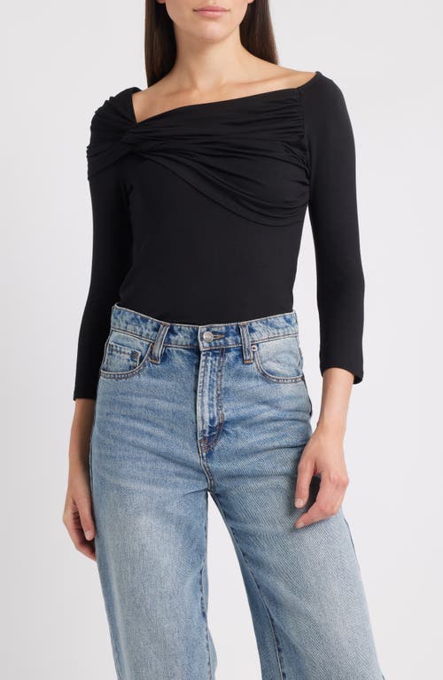 Loveappella Asymmetric Neck Jersey Top in Black  product
