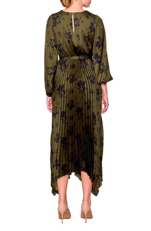 Melloday Pleated Asymmetrical Maxi Dress In Green