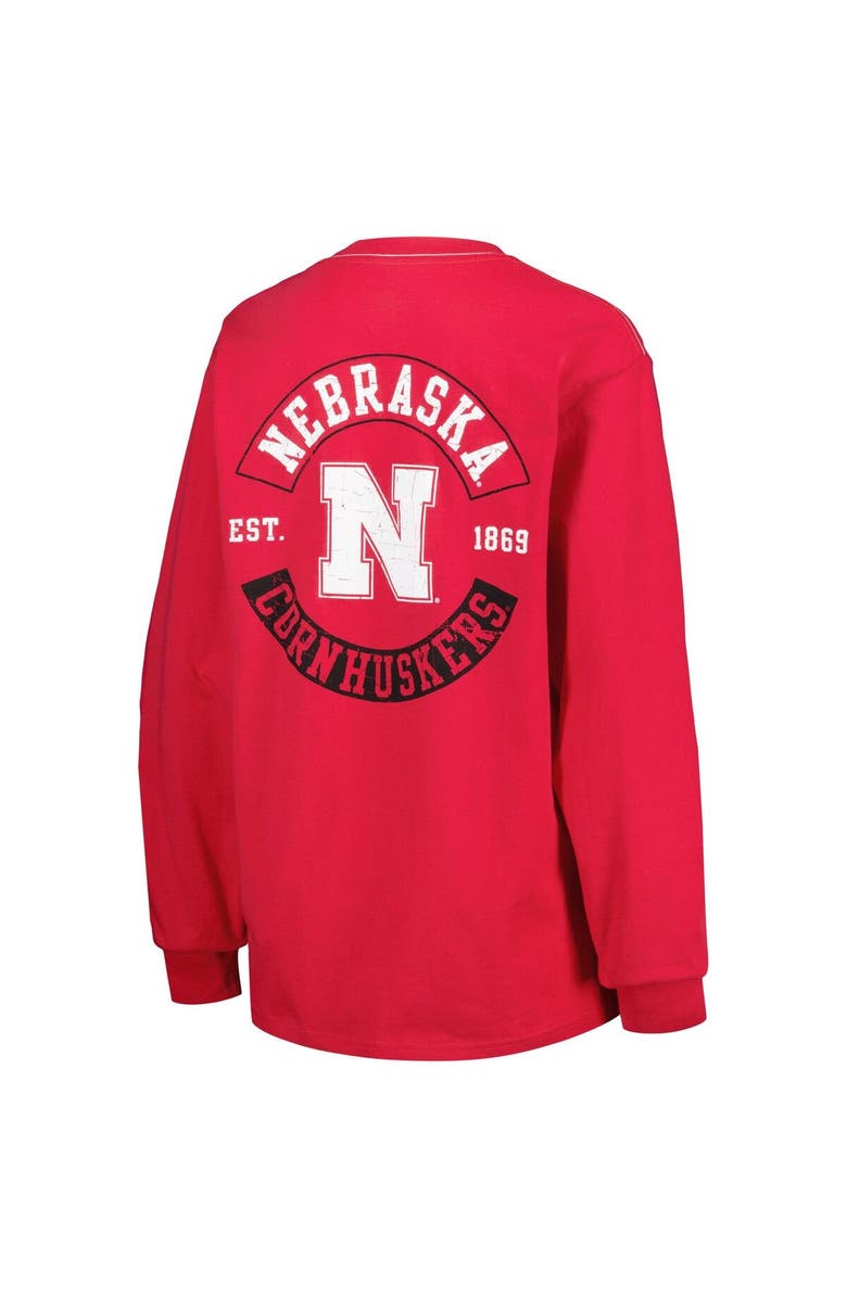 LEAGUE COLLEGIATE WEAR Women's League Collegiate Wear Scarlet Nebraska Huskers Oversized Pocket Long Sleeve T-Shirt, Alternate, color, 