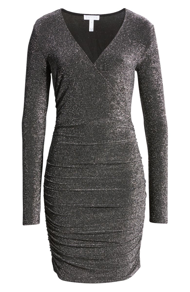 Leith Metallic Long Sleeve Wrap Dress, Alternate, color,