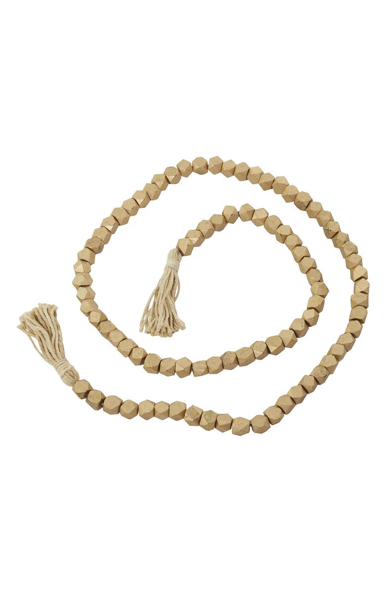 WILLOW ROW Bohemian Wood Beaded Tassel Garland, Alternate, color, Gold