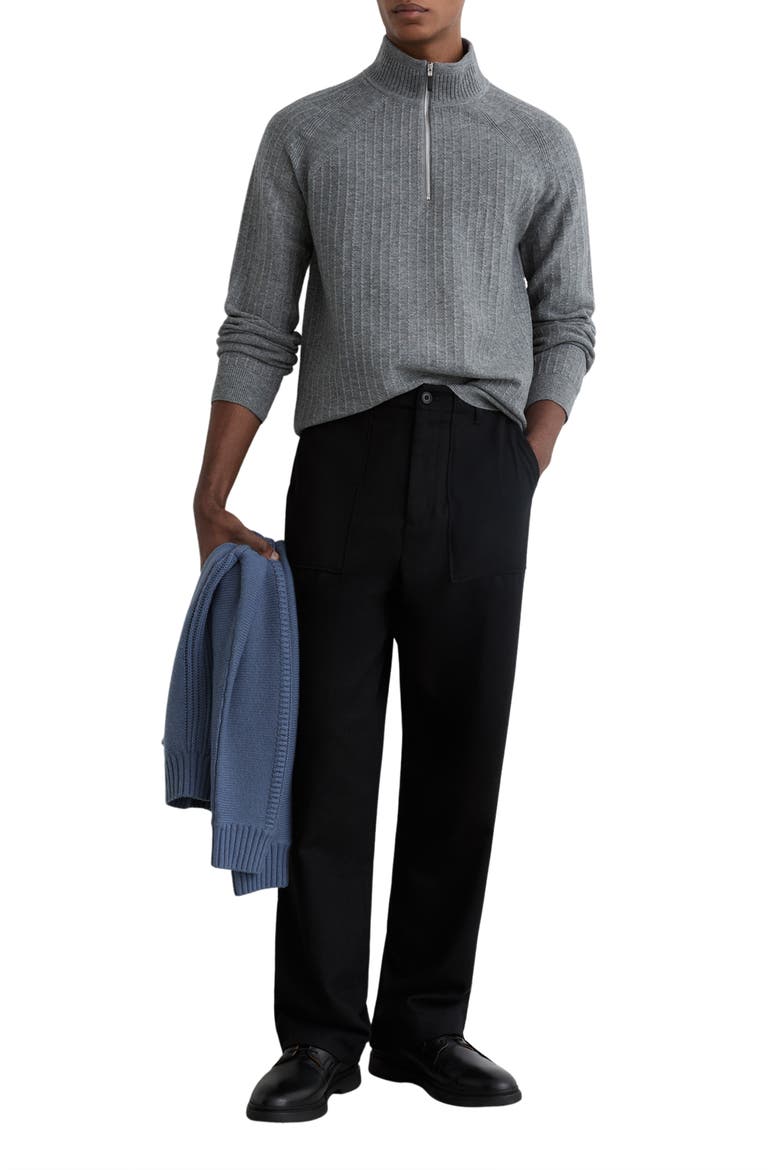 Aldershot Rib Half Zip Sweater, Alternate, color, GREY MELANGE