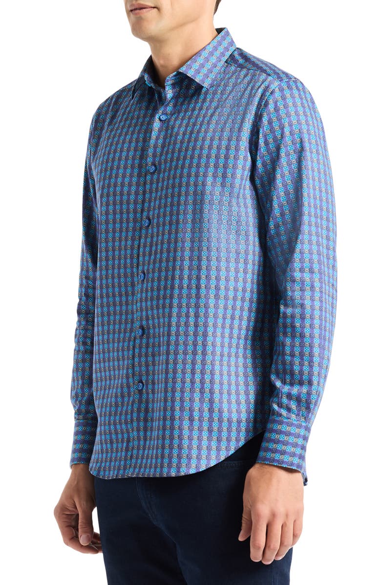 Robert Graham Ostin Cotton Button-Up Shirt, Alternate, color, Berry