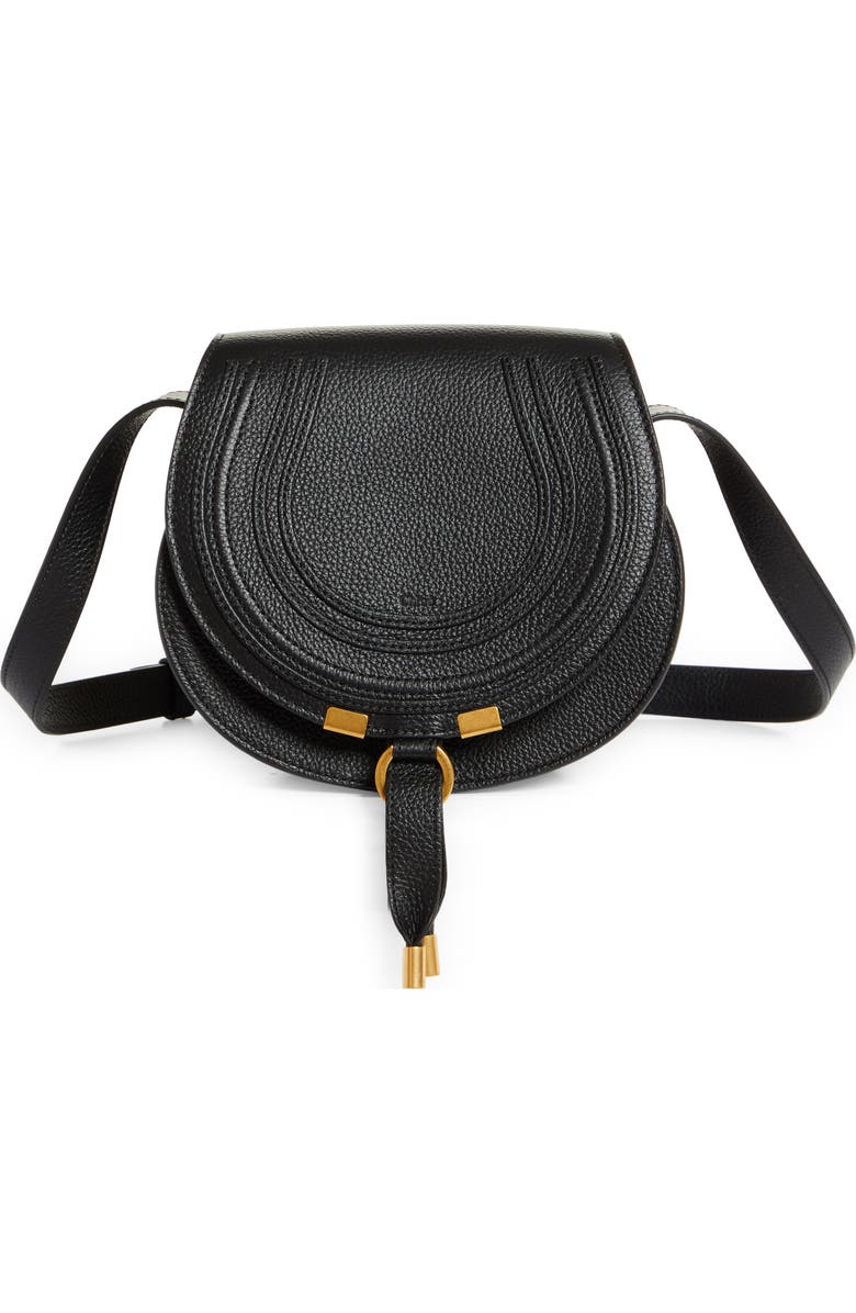 Chloé Small Marcie Leather Crossbody Bag, Main, color, Black