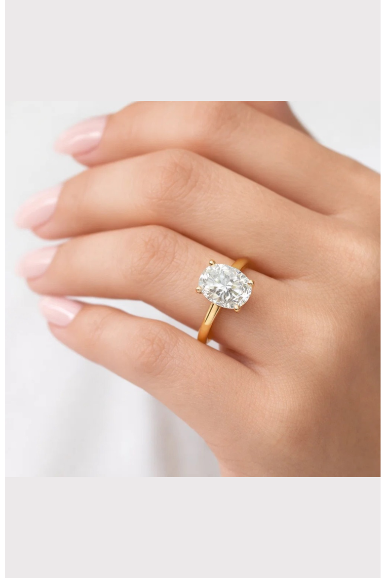 Elena Oval Moissanite Solitaire Vermeil Ring, Alternate, color, Gold