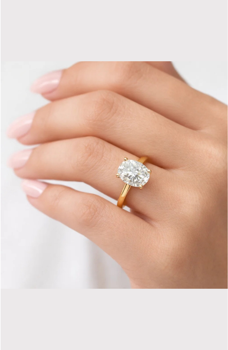 DLORIA Elena Oval Moissanite Solitaire Vermeil Ring, Alternate, color, Gold