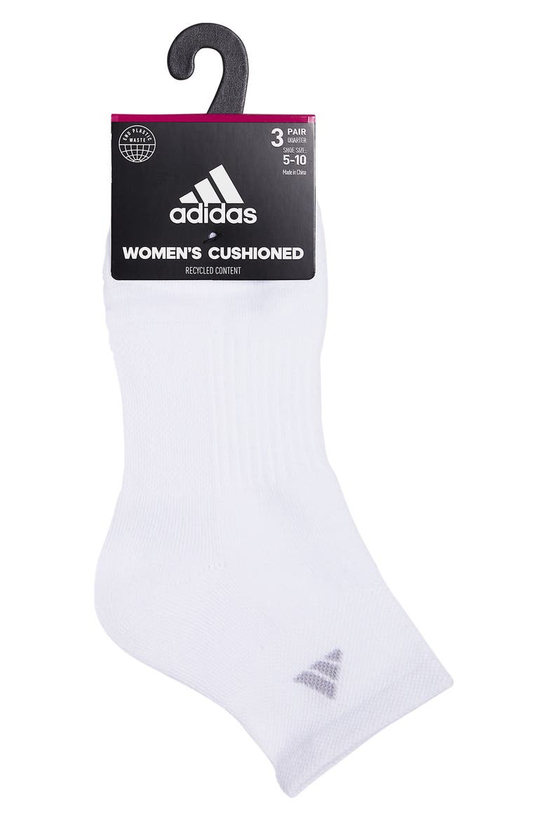 3-Pack Athletic Cushioned Quarter Socks 6-Pack Athletic Cushioned Quarter Socks, Alternate, color, WHITE/ CLEAR GREY