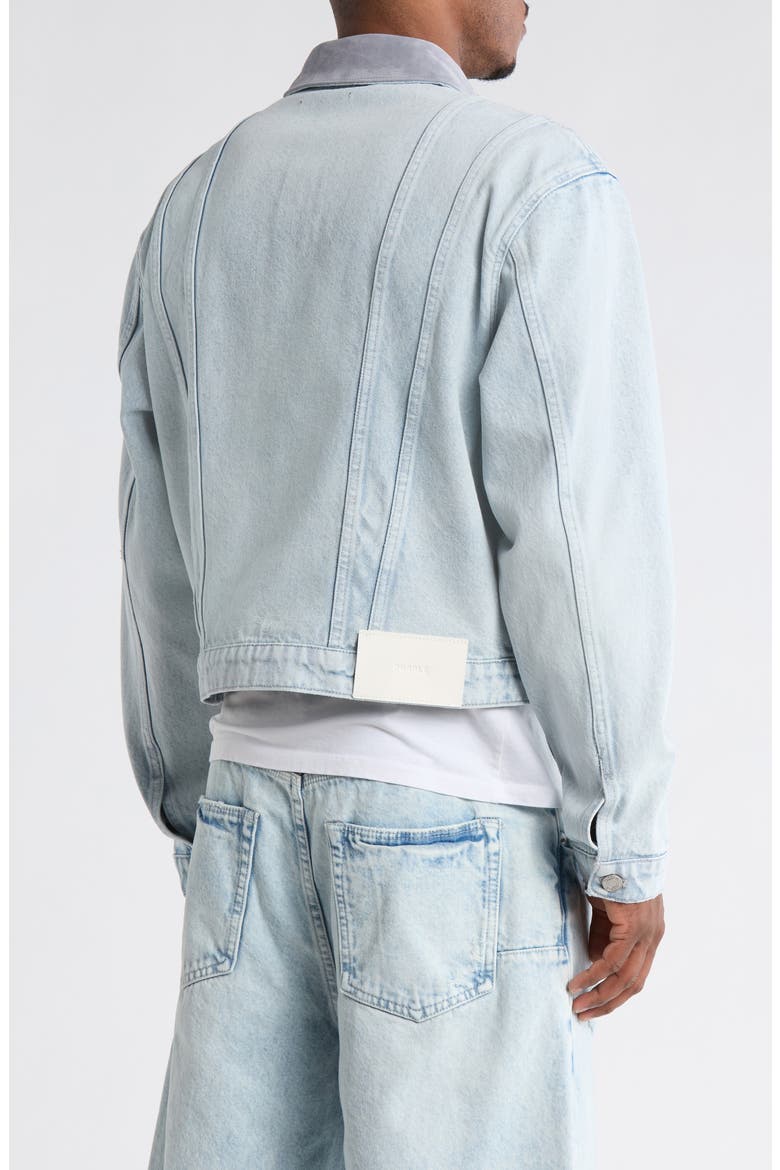 Contrast Collar Denim Trucker Jacket, Alternate, color, LIGHT INDIGO