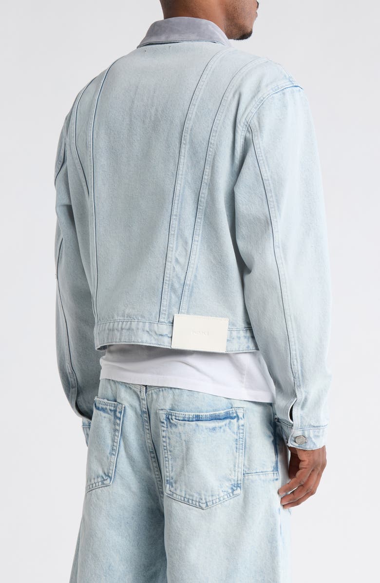 PURPLE BRAND Contrast Collar Denim Trucker Jacket, Alternate, color, Light Indigo