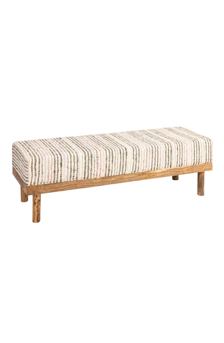 Olive Grove Bench with Upholstered Top, Main, color, Ivory