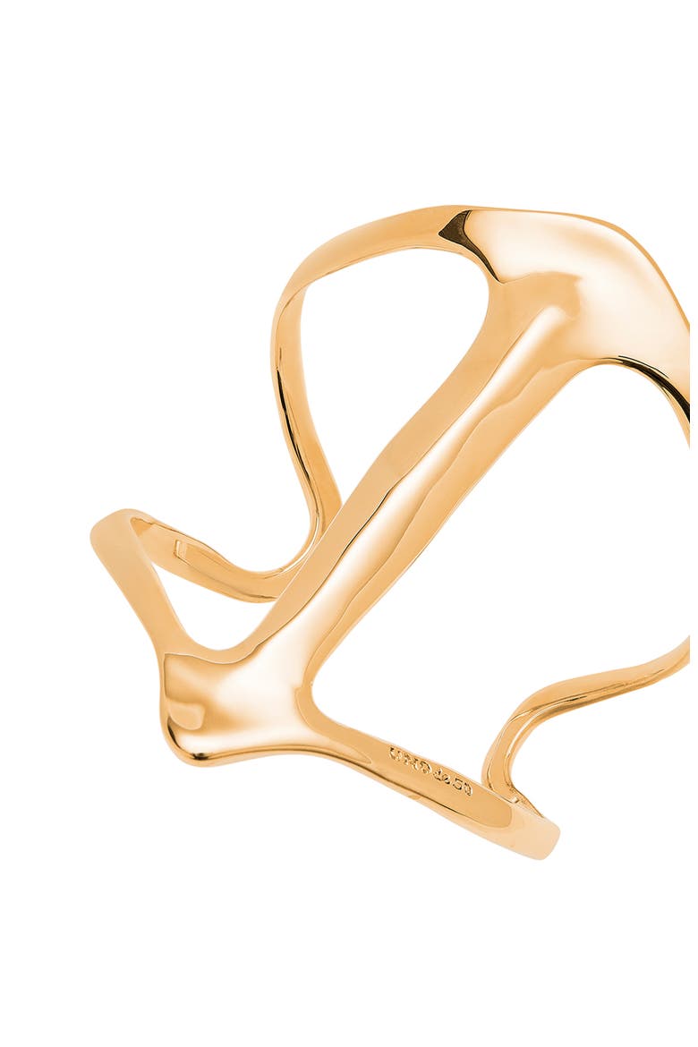 18K Gold-Plated Rigid Bracelet with Manta Ray Structure, Alternate, color, Gold