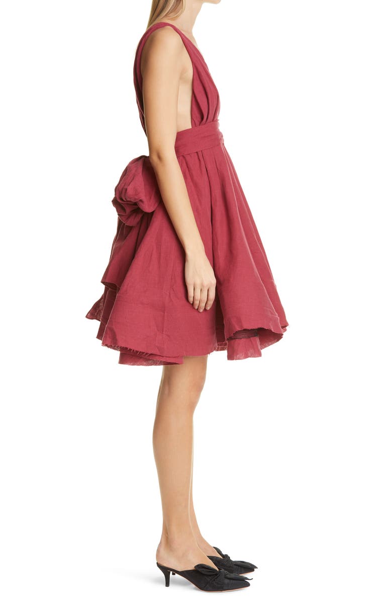 Brock Collection Quesyn Bow Linen Minidress, Alternate, color,