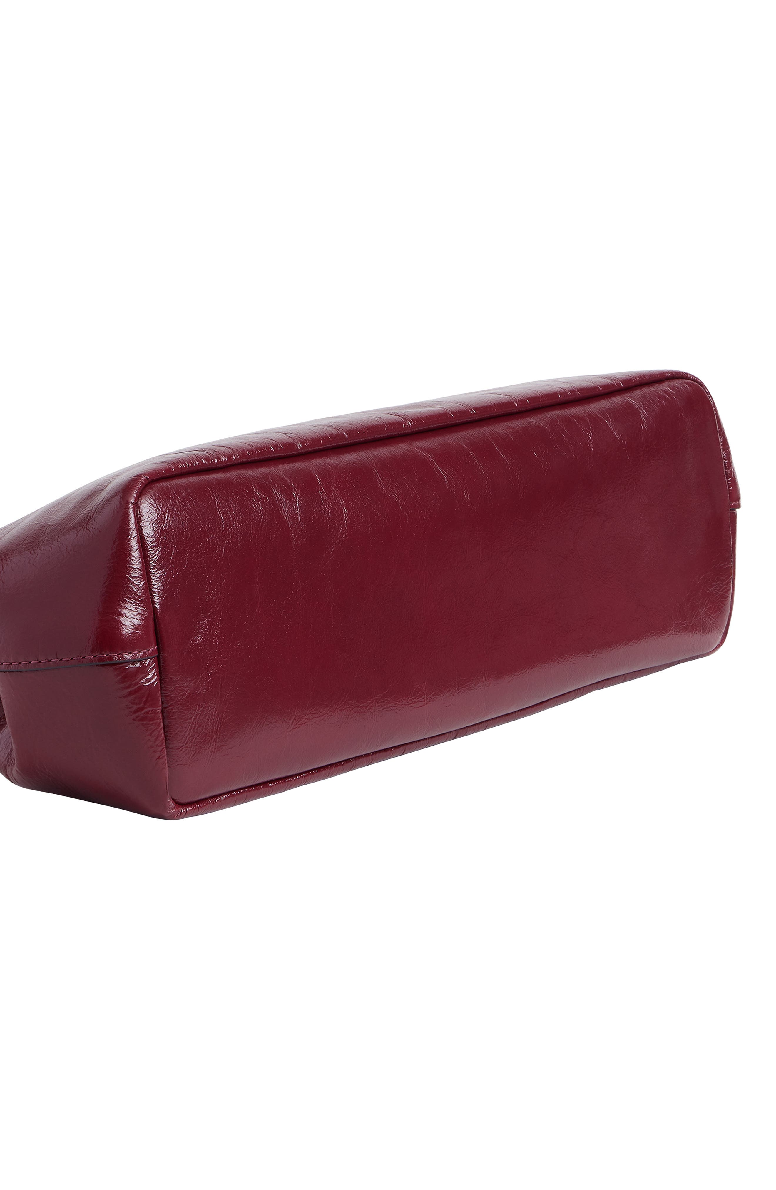 Kisslock Frame Bag 30 Glazed Leather Clutch, Alternate, color, B4/ DARK CHERRY