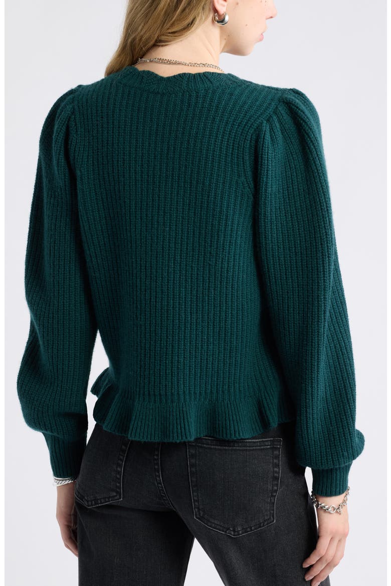 Scallop Wool & Cashmere Cardigan, Alternate, color, GREEN PONDEROSA